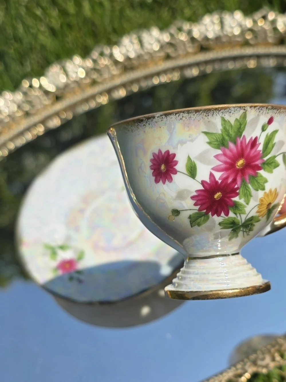 Ucagco September Aster, Vintage Teacup And Saucer  Set